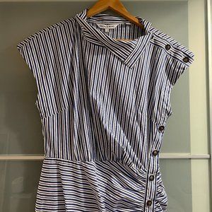 Veronica Beard Arabel Striped Poplin Asymmetrical Dress Size 8 - NWT